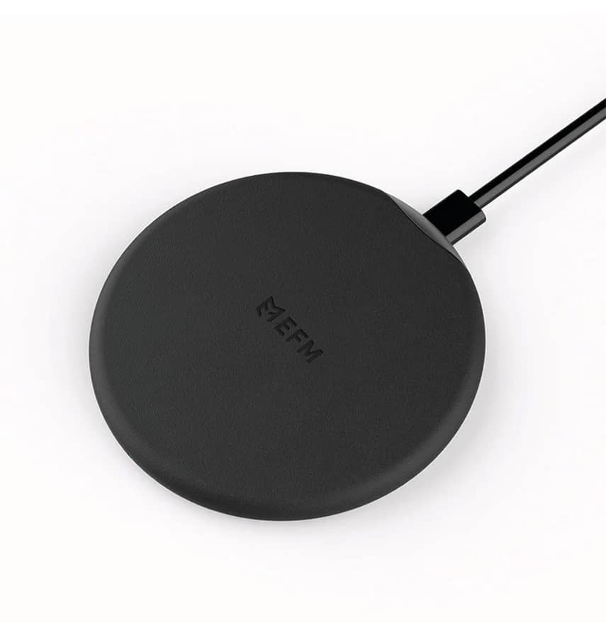 EFM 15W QI WPC CERTIFIED LEATHER WIRELESS CHARGE PAD BLACK