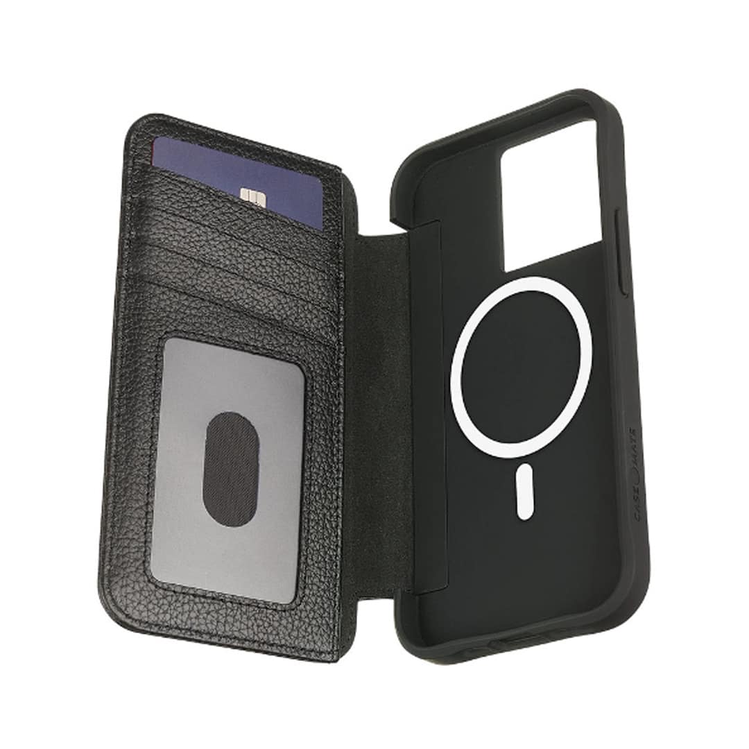 iPhone 15 Pro Max Wallet Folio Magsafe Case - Black | Case-Mate Protective Cover with Card Holder & Drop Protection