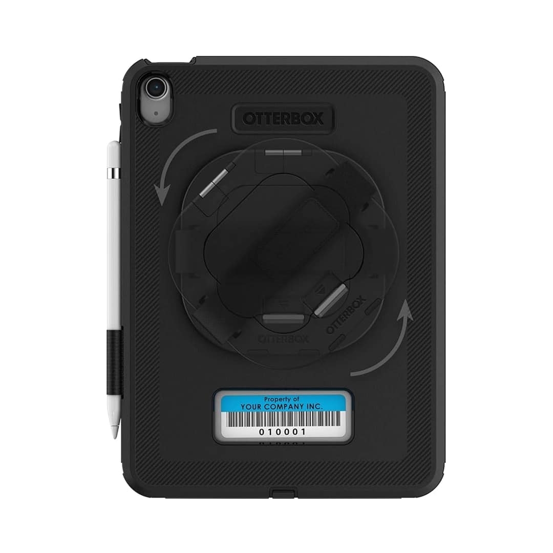 iPad 10.9 (10th Gen) Case– Black | OtterBox Defender Series Rugged Protective Case with Handstrap, Kickstand & Multi-Layer Drop Protection