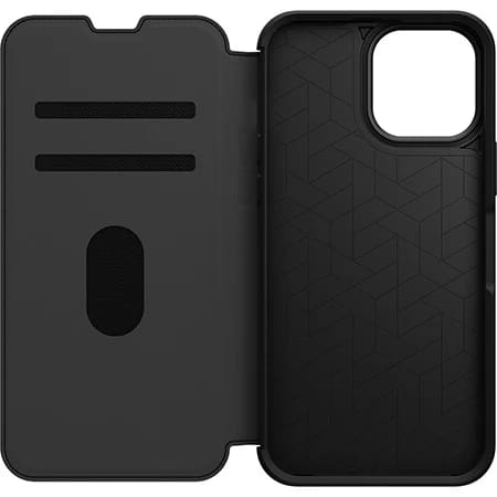 iPhone 13 Pro Max Case – Black | OtterBox Strada Series Genuine Leather Folio Stylish & Protective Cover