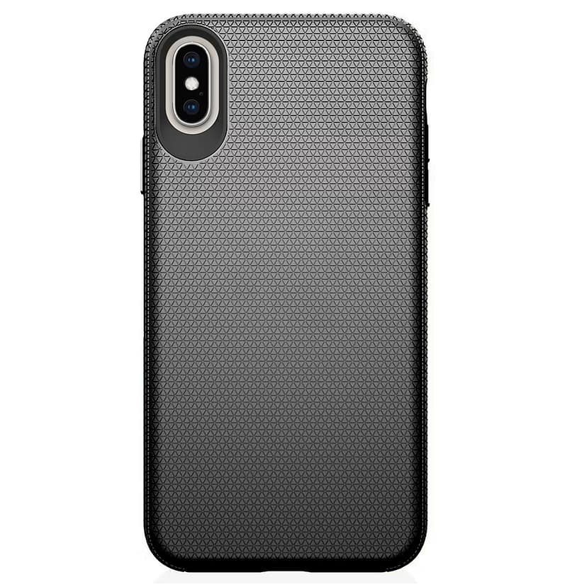 Black triangle back cover for iPhone X/Xs, stylish and protective design.