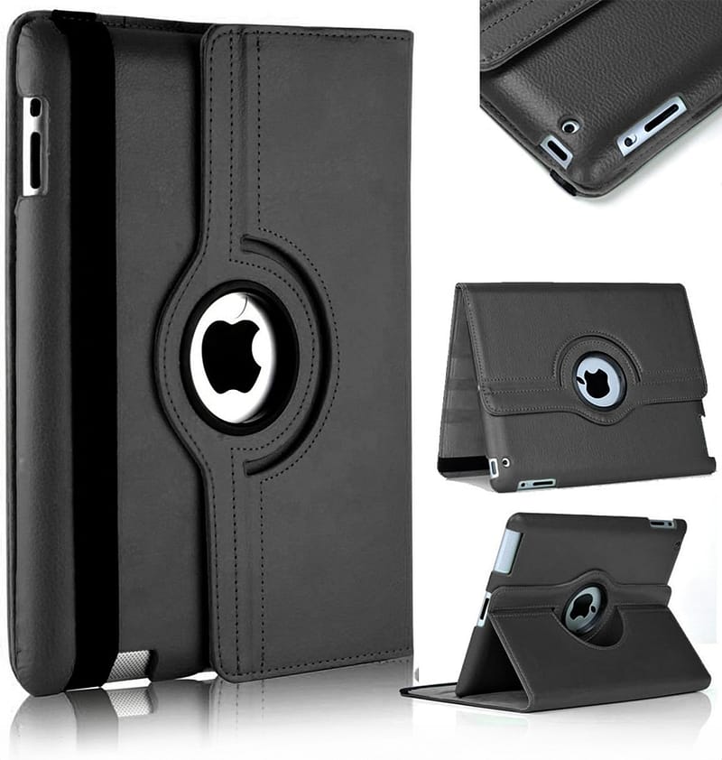 Black 360° rotating case for iPad 10.2/10.5, durable and versatile protection