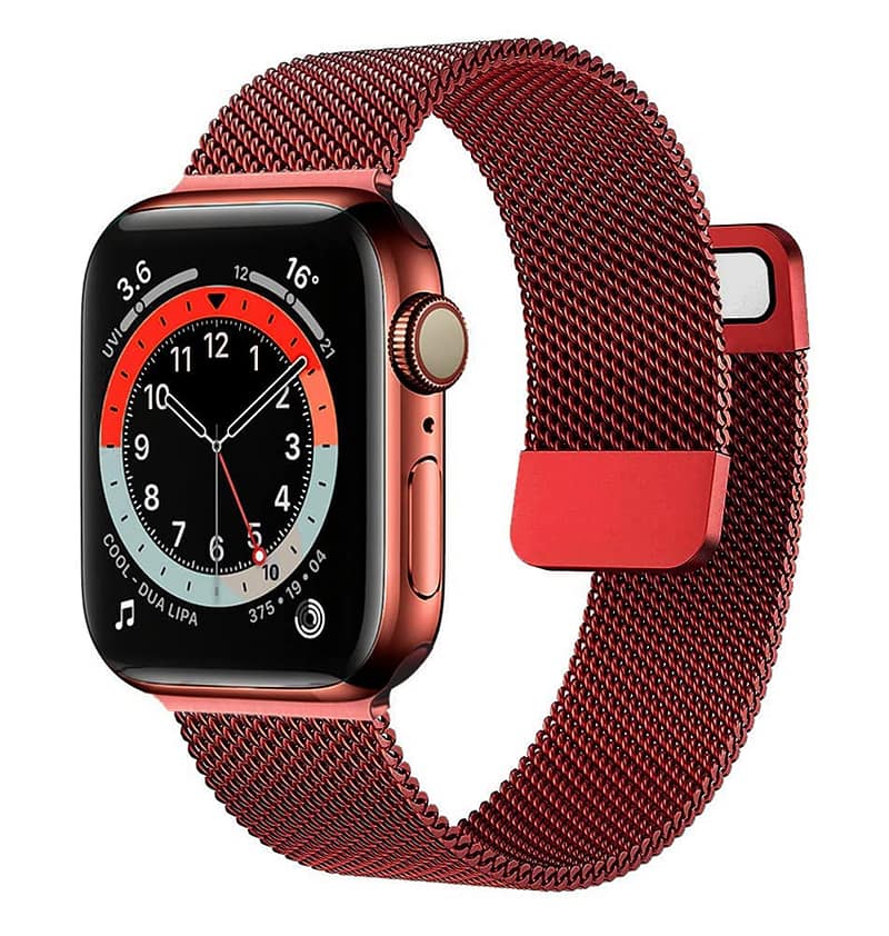 Apple Watch 38/40/41mm silicone metal band, red, secure and sleek for active wear