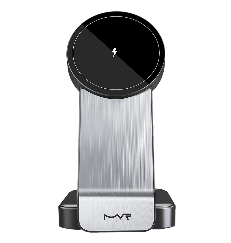 Black DC-1 MVR portable 3-in-1 MagSafe charger, sleek and convenient for all devices