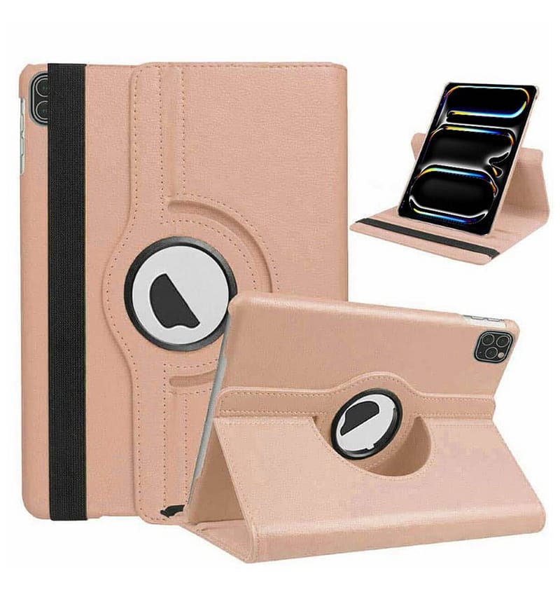 Rose Gold 360° rotating protective case for iPad Pro 11 2024, stylish and secure design