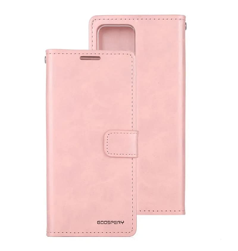 Rose Gold Mercury Bluemoon Diary Flip Wallet Case for iPhone 15 Pro, stylish and protective