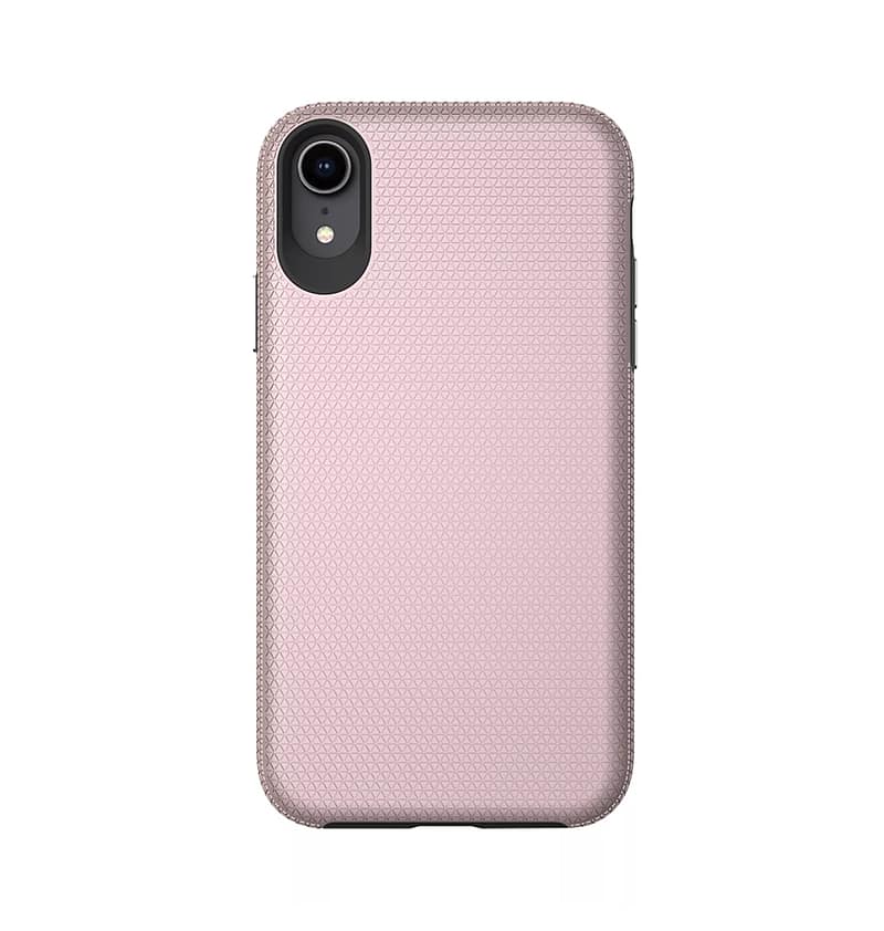 Rose gold triangle back cover for iPhone XR, stylish and protective.