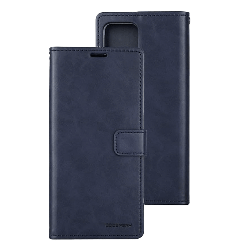 Navy Bluemoon flip wallet case for iPhone 14 Pro Max, premium and protective