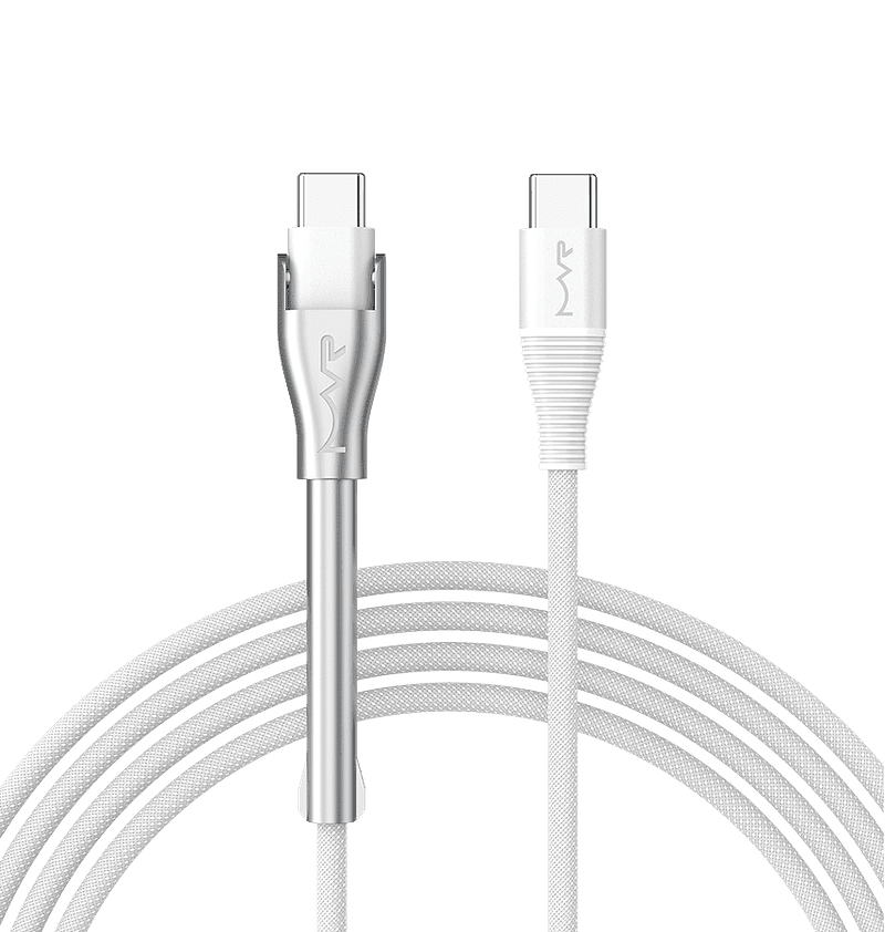 Black 10000mAh ultrafast power bank with built-in cable, great for charging on-the-go