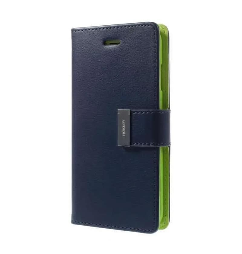 Mint/Navy Mercury Rich Diary flip wallet case for iPhone 13/14/15/16e, elegant and functional