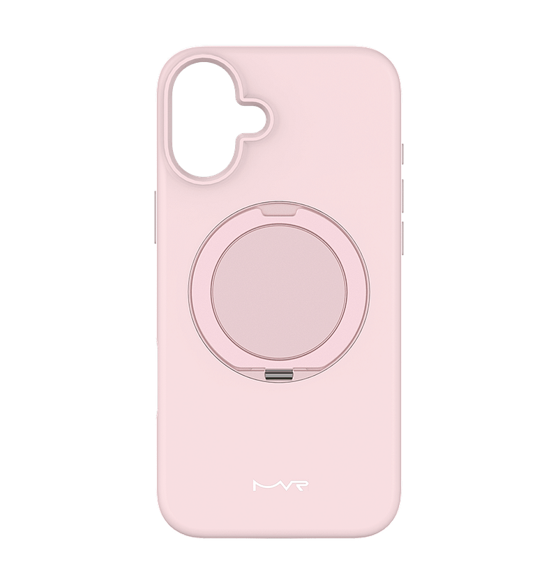 Pink Sand MVR Liquid Silicone Back Cover W/Stand for iPhone 16, soft and comfy