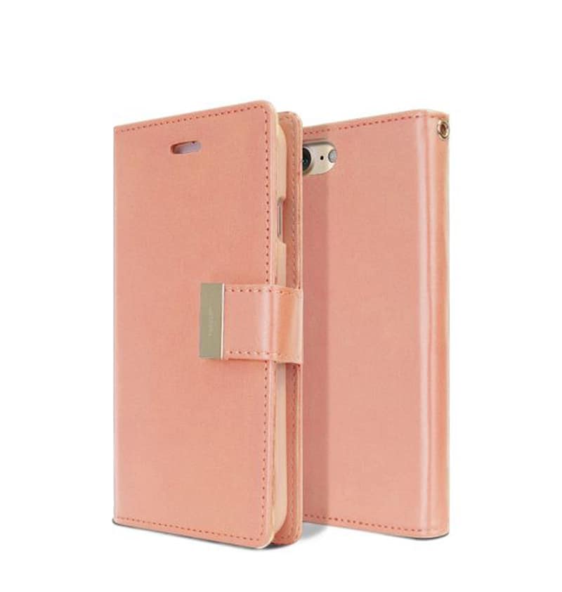 Rose Gold Mercury Rich Diary flip wallet case for iPhone 13/14/15/16e, classy and secure