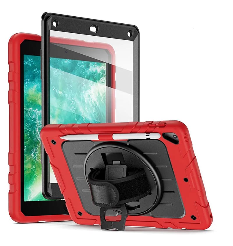 Red Survivor case with hand strap for iPad Air/Air 2/9.7, tough and ergonomic fit