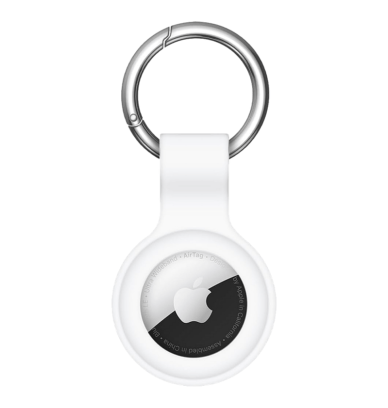 AirTag silicon case with keyring, white, protect your AirTag in style with easy attachment