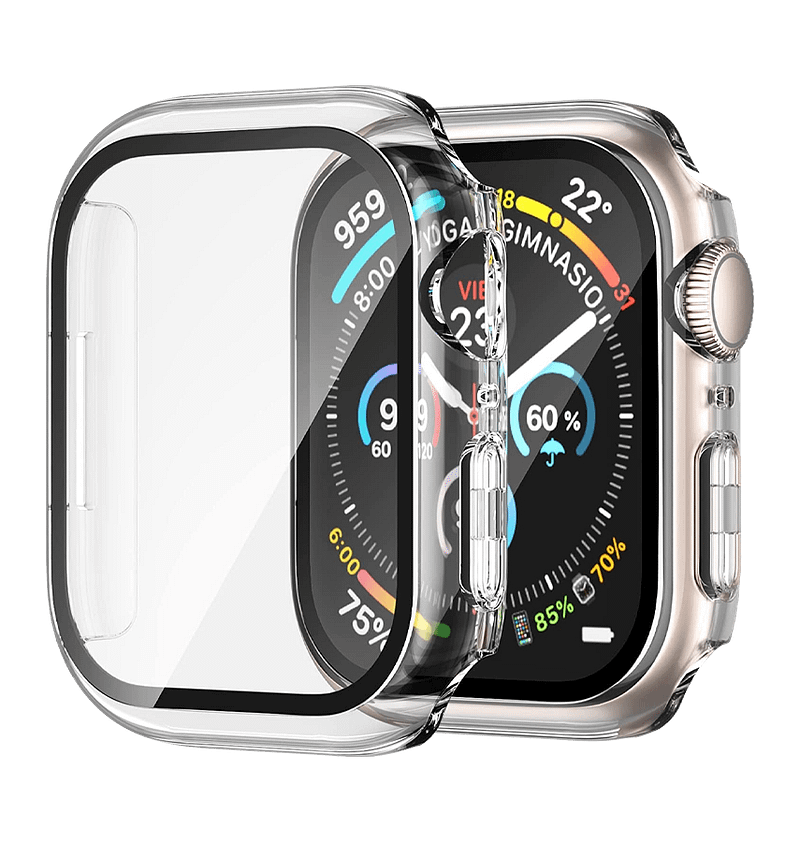 Apple Watch 41mm 360° glass matte wallet/flip cover, clear, sleek protection for your watch