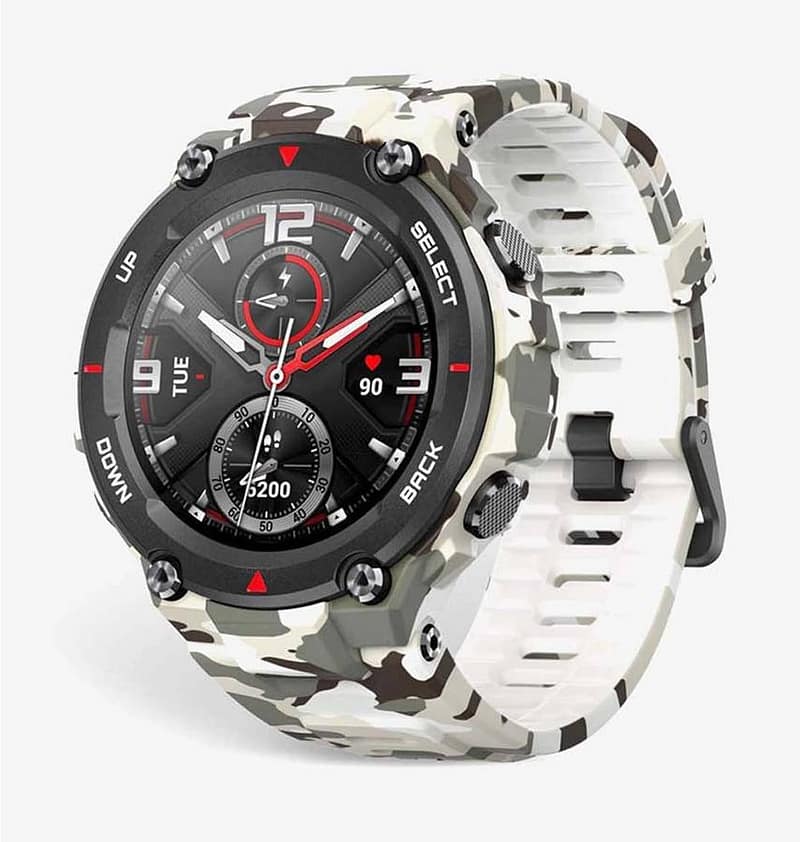 Amazfit T-Rex Camo, green, rugged smartwatch for outdoor adventures and tough environments