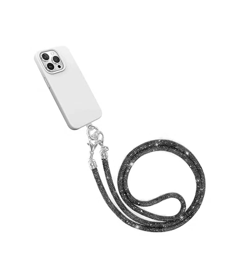 Elegant Universal Wristlet with Sparkling Artificial Diamonds - Black