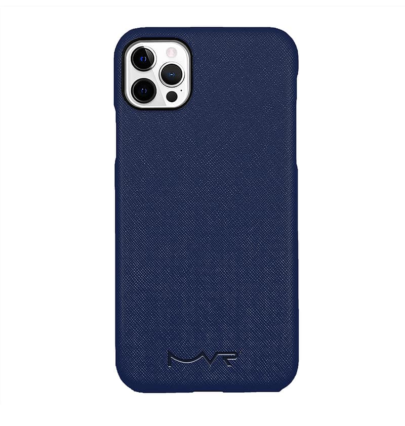 iPhone 12/12pro Premium MVR Saffiano Magsafe Leather Cover | Slim Protective Phone Case - Navy Blue