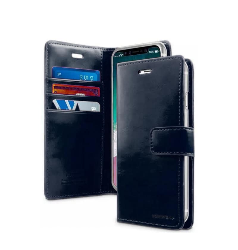 Mercury Universal Flip Case GÇô Size L Navy Blue Diary Cover with Card Pockets & Stand Function