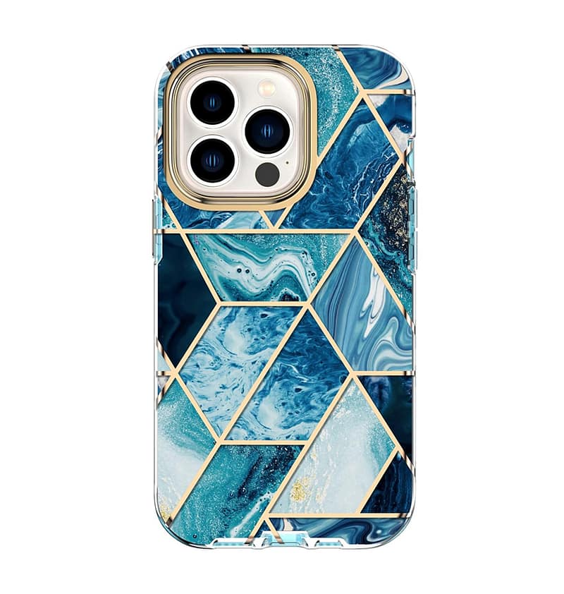 iPhone 13 Marble Glossy Pattern Case - Mint Slim Fit_ Scratch Resistant_ Stylish Design