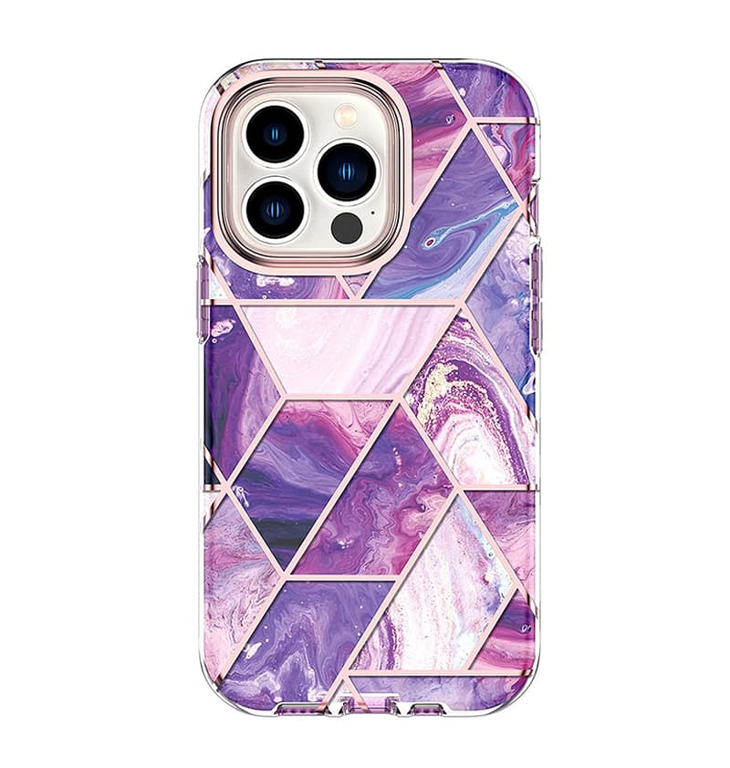 iPhone 13 Marble Glossy Pattern Case - Purple Slim Fit_ Scratch Resistant_ Stylish Design