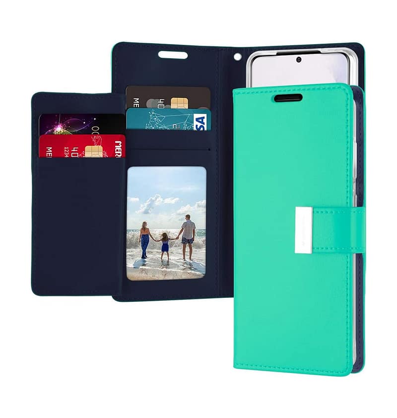 iPhone 13 Pro Max Rich Diary Case - MintNavy Mercury Premium Leather_ Slim Fit_ Magnetic Closure
