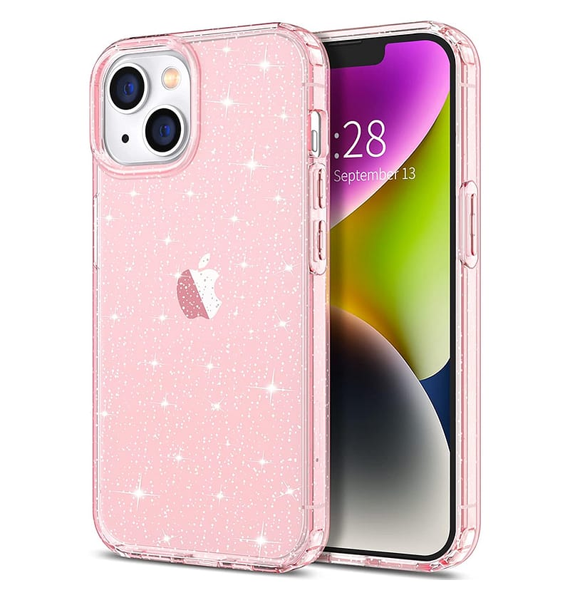 iPhone 14 Plus Diamond Speckle Case– Rose Gold | Glitter Finish Cover, Slim Fit & Drop Protection