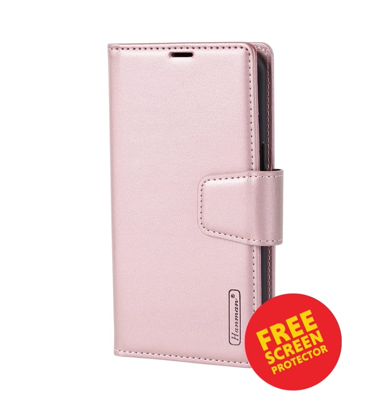 iPhone 17 Pro Max Leather Case – Rose Gold | Hanman Magnetic Detachable Wallet, Premium Protection, MagSafe Compatible