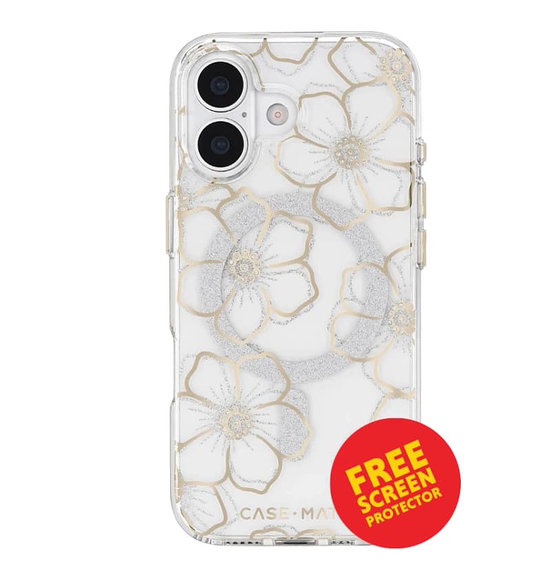 iPhone 17 Floral Gems MagSafe Case – Gold | Case-Mate Stylish Protective Cover with Slim, Durable & Drop Protection