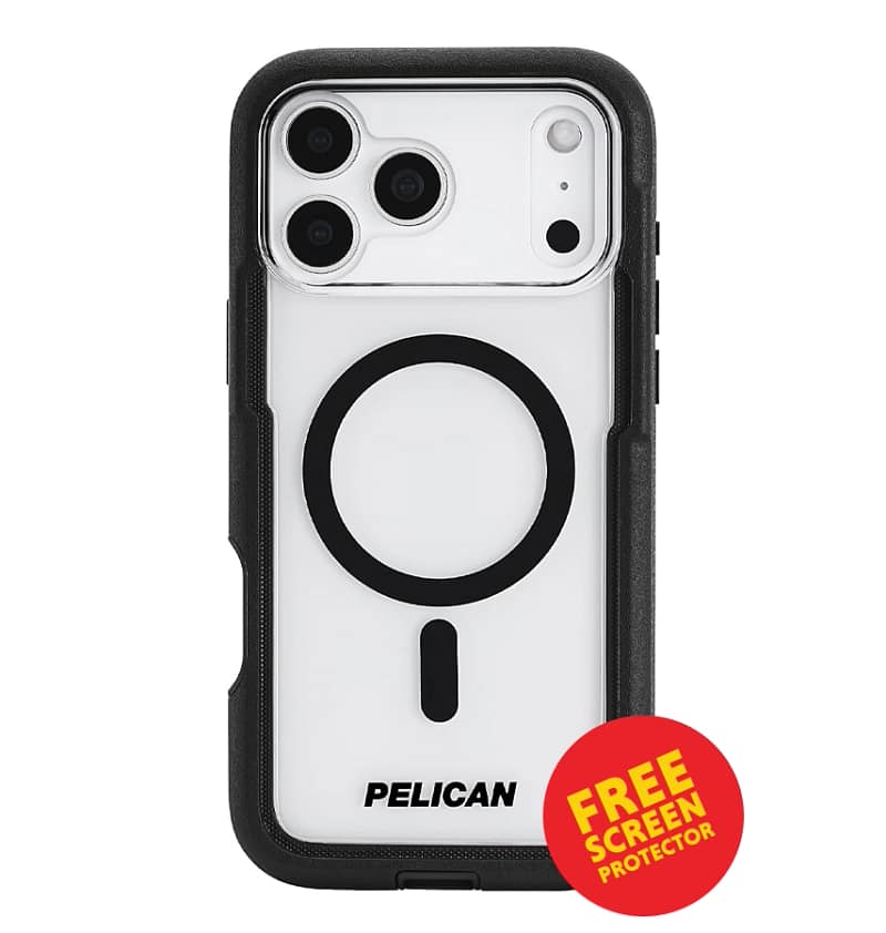 iPhone 17 Pro Max Case – Black/Clear | Pelican Voyager MagSafe Cover with Holster, Heavy-Duty Protection & Belt Clip