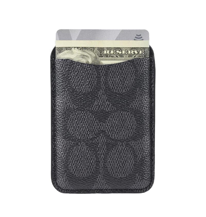 Coach MagSafe Card Holder – Signature Charcoal | Stylish & Durable iPhone Accessory with Secure Magnetic Attachment