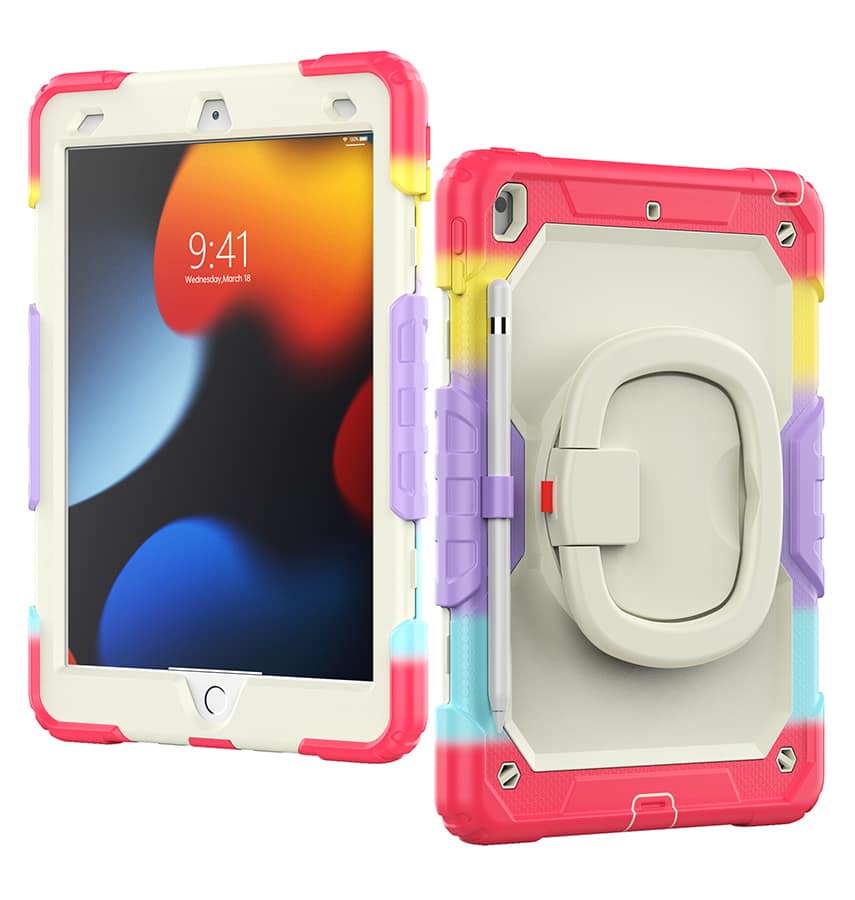 Rainbow Red Survivor case with handle for iPad Air 4/5/Pro 11, tough and bright