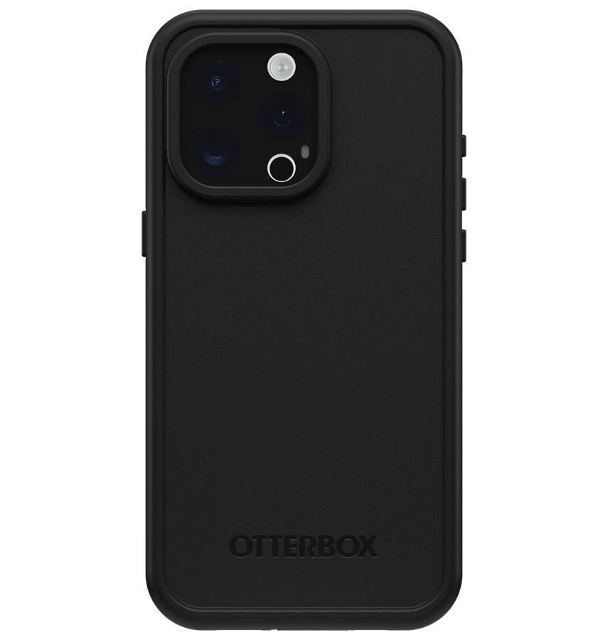 Black Otterbox Fre MagSafe back cover for iPhone 16 Pro Max, water-resistant and rugged.