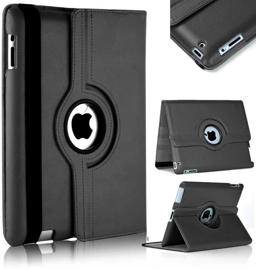Black 360° rotating case for iPad 10.2/10.5, durable and versatile protection
