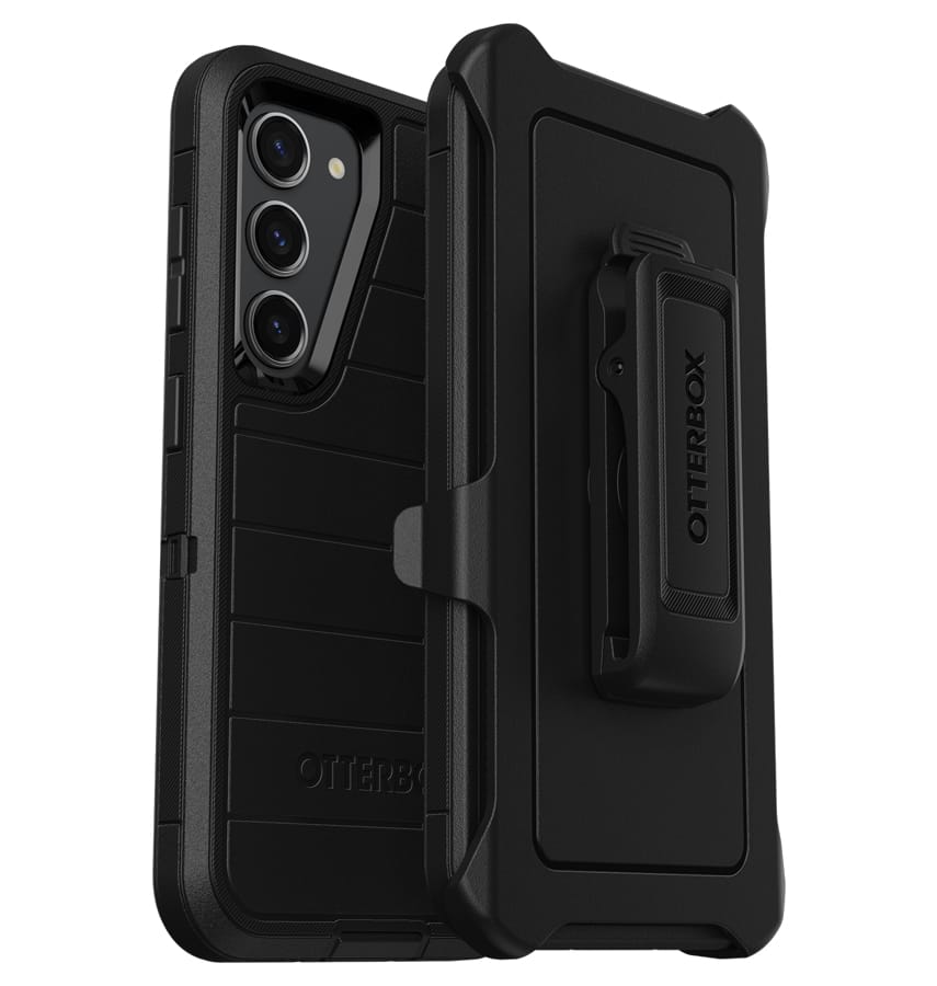 Black OtterBox Defender rugged protective back case for Samsung Galaxy S23