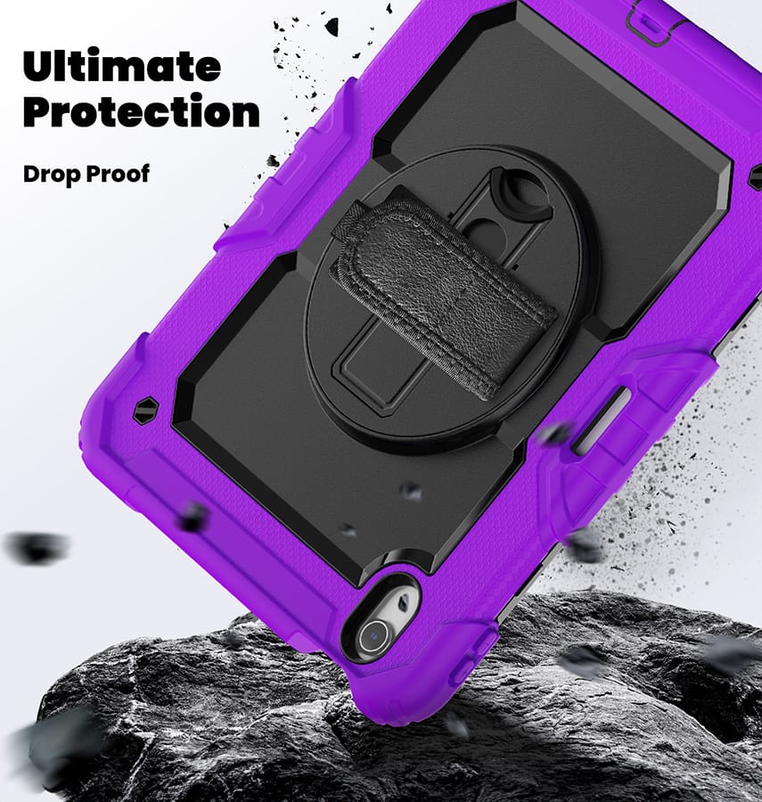 Apple iPad Air 11 (2024/25) Case - Purple | Survivor Generic Rugged Case with Hand Strap, Shockproof & Scratch - Resistant Protective Cover - Image 3