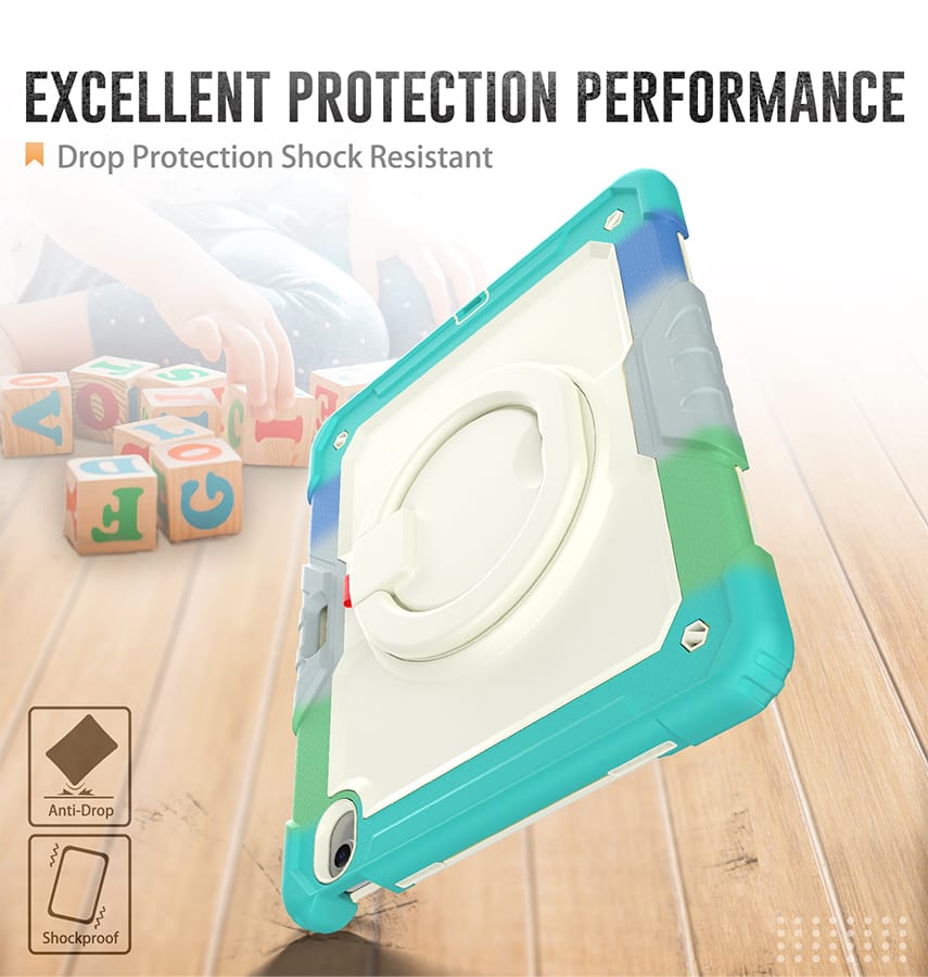 Apple iPad 10.9" (10th Gen) Case – Rainbow Blue | Survivor Generic 360 Rotating Hand Strap Stand, Scratch Protective Cover - Image 6