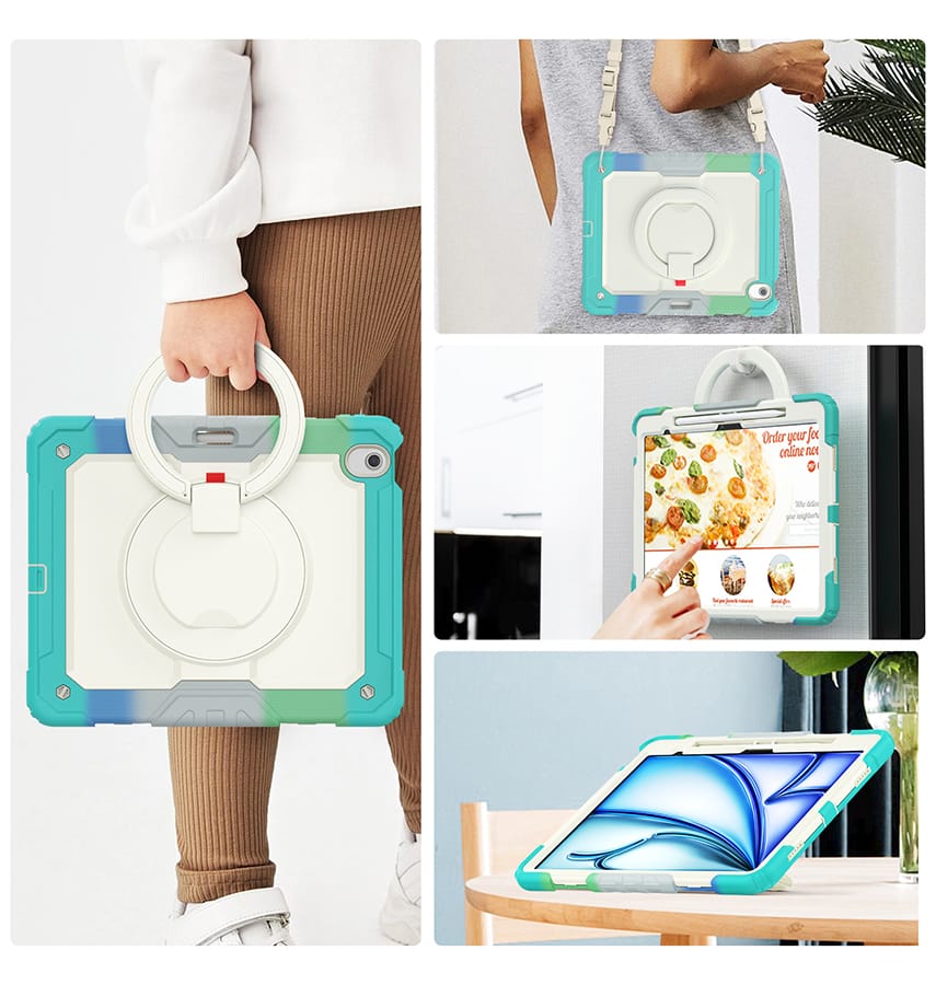 Apple iPad 10.9" (10th Gen) Case – Rainbow Blue | Survivor Generic 360 Rotating Hand Strap Stand, Scratch Protective Cover - Image 2