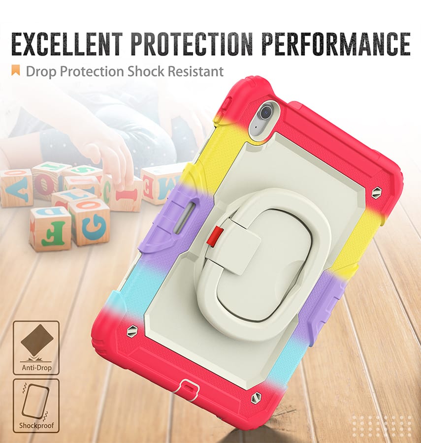 Apple iPad AIR 11 2024/25 Case - Rainbow Red | Survivor GenericHand Strap Stand, Shockproof & Scratch - Resistant Protective Cover - Image 4