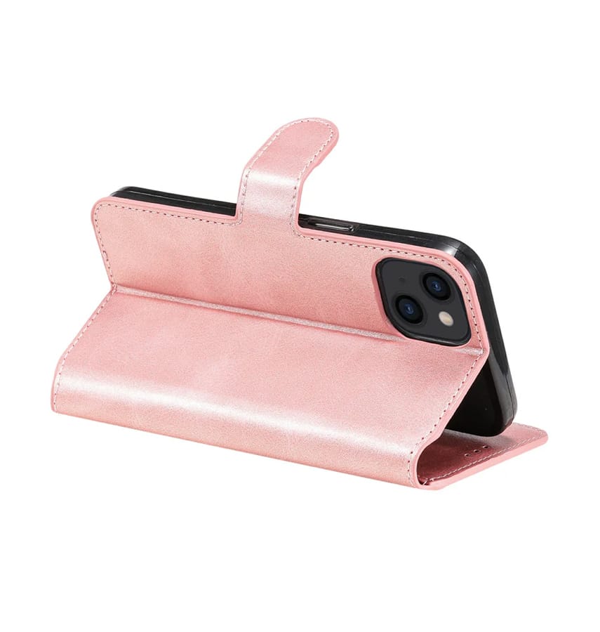 iPhone 15 Wallet Case – Rose Gold | Goospery Mercury Bluemoon Genuine Leather Flip Cover - Image 2