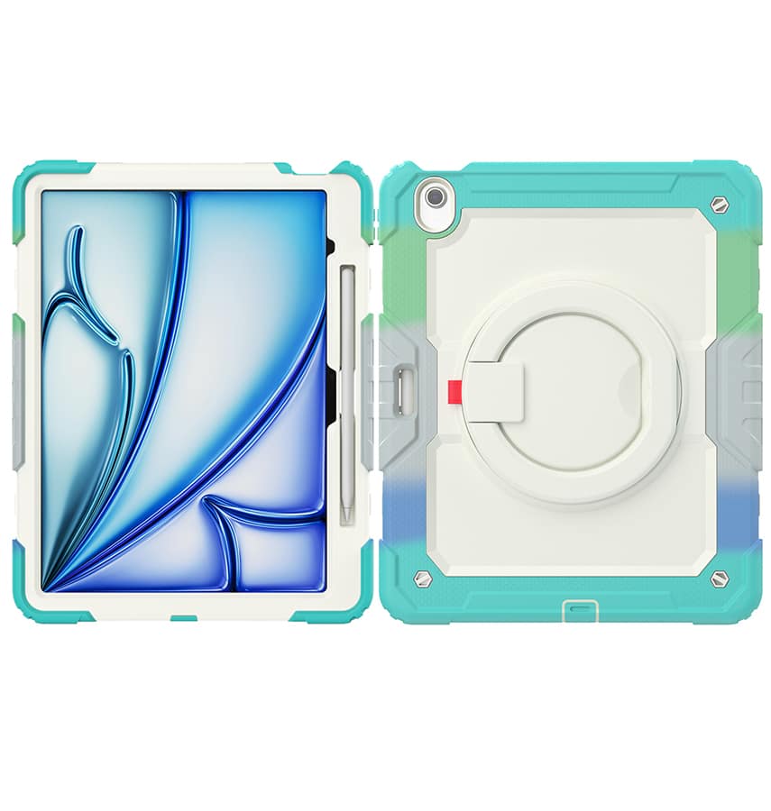 Apple iPad 10.9" (10th Gen) Case – Rainbow Blue | Survivor Generic 360 Rotating Hand Strap Stand, Scratch Protective Cover - Image 3