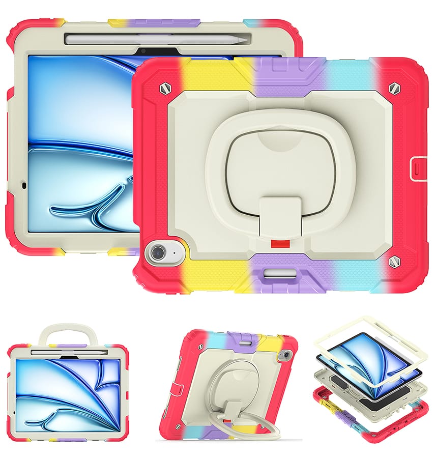 Apple iPad AIR 11 2024/25 Case - Rainbow Red | Survivor GenericHand Strap Stand, Shockproof & Scratch - Resistant Protective Cover - Image 5