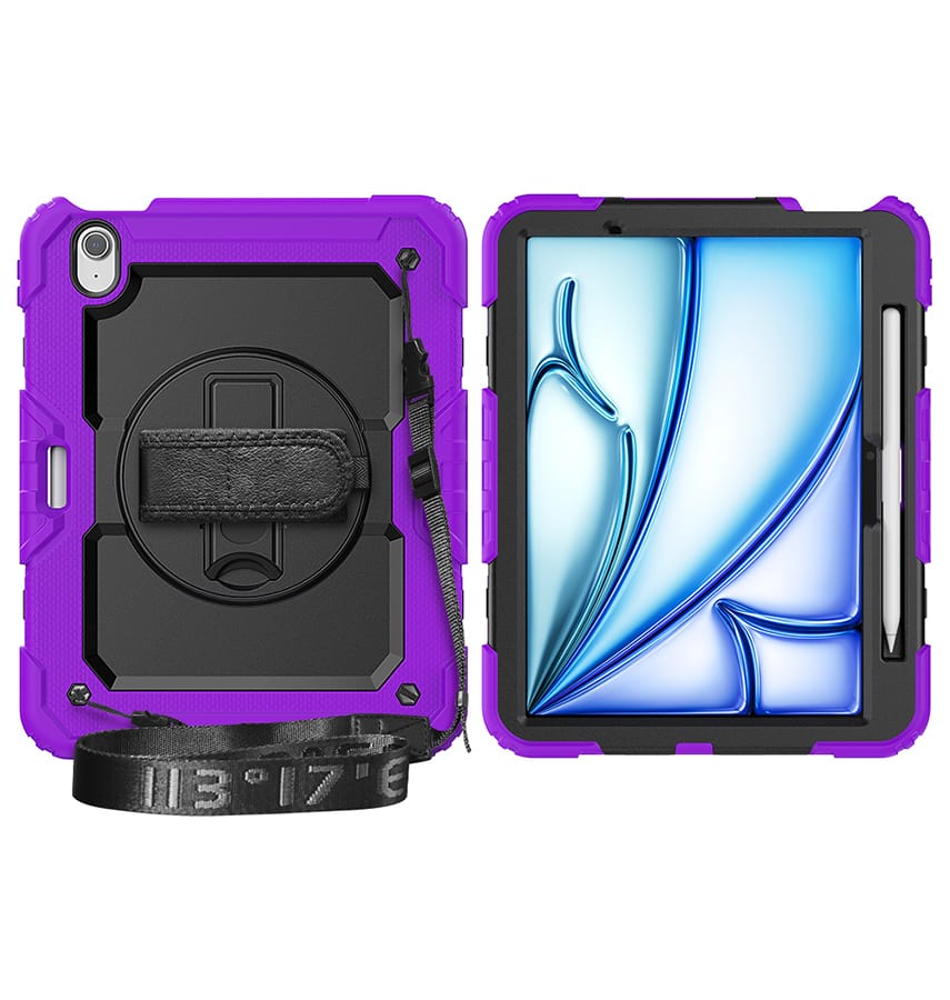 Apple iPad Air 11 (2024/25) Case - Purple | Survivor Generic Rugged Case with Hand Strap, Shockproof & Scratch - Resistant Protective Cover - Image 5