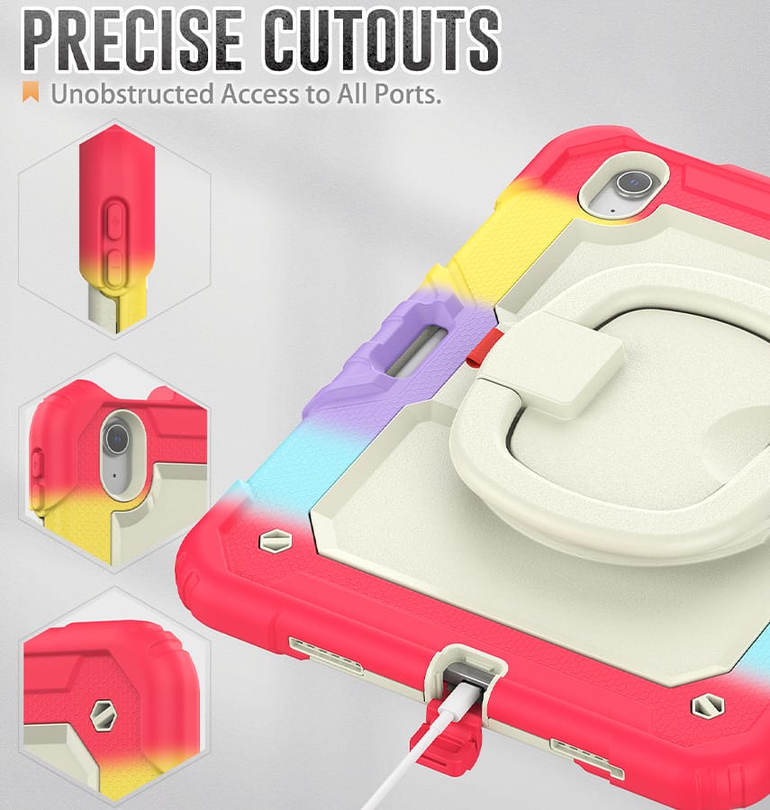 Apple iPad AIR 11 2024/25 Case - Rainbow Red | Survivor GenericHand Strap Stand, Shockproof & Scratch - Resistant Protective Cover - Image 7