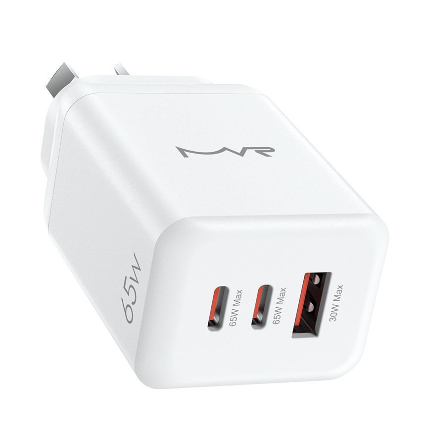 MVR 65W 3 Ports Wall Adapter (GAN-65) - White | SUPPORTS PD 3.0 & QC 3.0 - Image 4