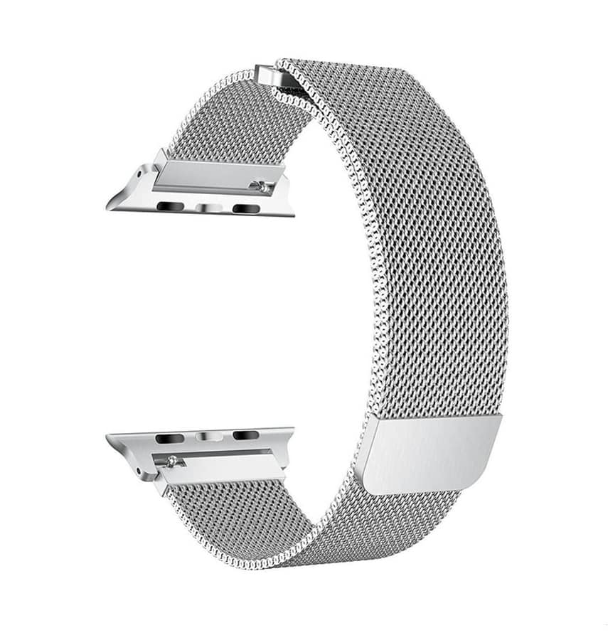 Apple Watch 42/44/45mm Milanese loop metal band, silver, premium style and durability