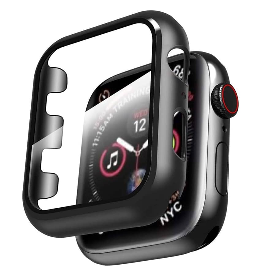 Apple Watch 44mm matte 360° glass protective case, black for full protection