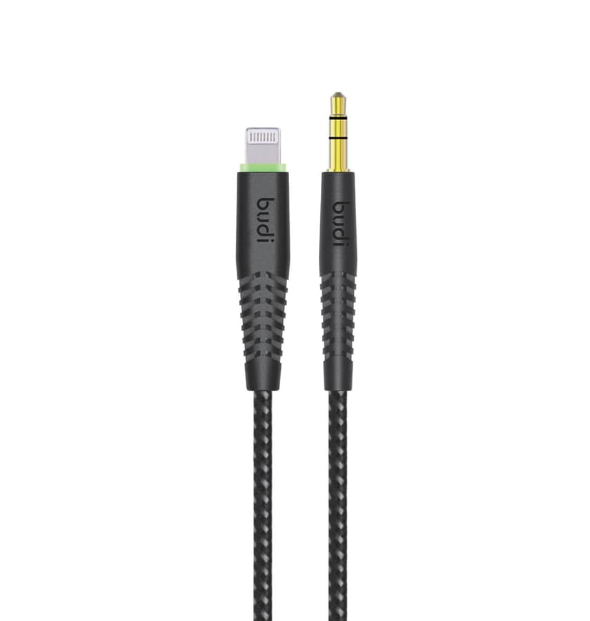 Budi Lightning to AUX cable, black for reliable and high-performance audio connection