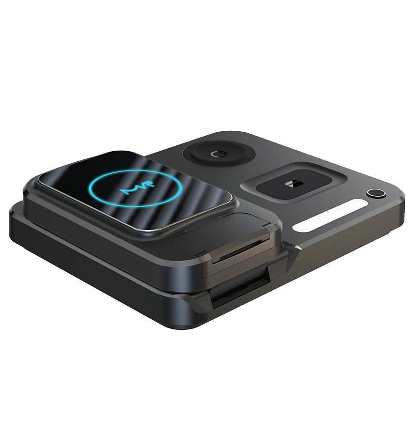 MVR Black Foldable 3 in 1 Charging Stand Universal Charger with Light - DC-2 - Image 2