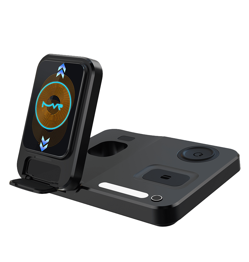 MVR Black Foldable 3 in 1 Charging Stand Universal Charger with Light - DC-2 - Image 3